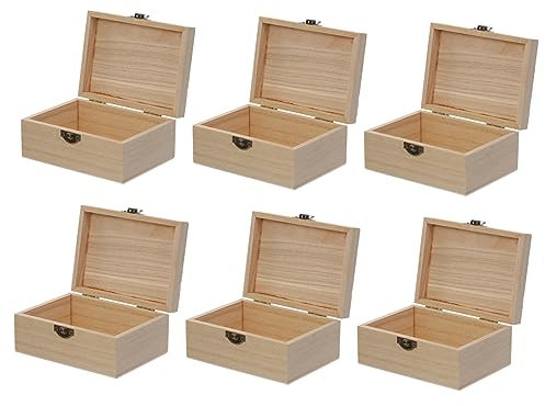 Angoily 6stücke Holzboxen Zum Aufbewahren Unfertige Holz Lagerung Boxen Mit Schloss Verschluss Für Handwerk Und Organisation