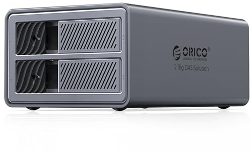 ORICO RAID Hard Drive Enclosure 2 Bay USB 3.0 per SSD da 2,5/3,5 pollici HDD fino a 44TB Supporto Modalità Raid 0/1/JBOD/CLEAR Backup di Espansione Senza Vassoio (lega di Alluminio)-9828RU3