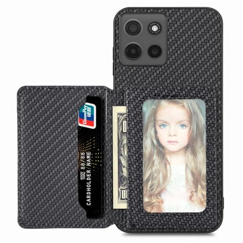 MOJIA Case for Motorola Moto G56, Ultra Thin Flip Card bag, TPU Phone Cover, Card Holder Multifunctional Case with Rfid Blocking. Black