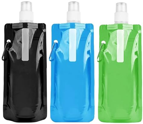 Auzlya Flasque Running,3 Pièces Bouteilles d'eau Pliable Ensemble 500ml | Gourde Pliable,Poche A Eau Portable Sans BPA,Bouteille Pliable,Idéal pour Course à Pied, Trail et Randonnée