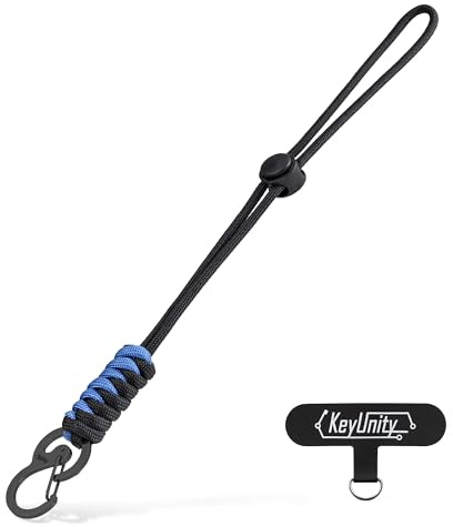 KeyUnity KC01 Mosquetón Trenzado (Con Hebilla), llavero de Paracord, Colgante de Paracord, Ideal Para Teléfonos Móviles, Mochilas de Cámara, Botellas de Agua, BK30
