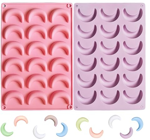 2 Stück Vanillekipferl Backform,Vanillekipferl Ausstecher,Silikon Form Backformen,Blech für Backblech Vanille,Silikon-Backformen Silikonform,Backmischung Formen,Vanillekipferl-Backform (Rosa+Lila)