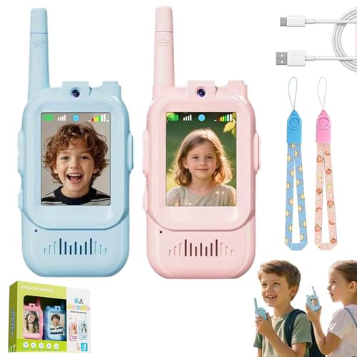 Kidocom - Video Walkie Talkies, Buddytalk Walkie-talkie video per bambini, Walkie Talkie Bambini con telecamera HD & Modificatore vocale, Walkie-Talkie Ricaricabili per Bambini Natale Compleanno
