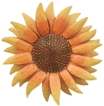 VICASKY Decorazione da Parete Fiore di Sole in Ferro Resistente Semplice da Appendere Ornamento Murale Esterno ed Interno per Casa Ristorante e Bar Design Elegante e Colori Vivi