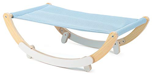 Tnfeeon Hamaca para Gatos, Cama Impermeable para Dormir para Gatos, Diseño de Marco de Madera, Combinación de Columpio y Hamaca, Interior (Blue)