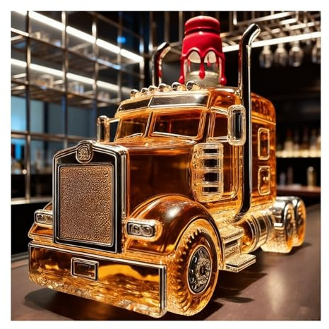Botella de whisky con forma de camión, botellas de licor de vidrio con tapa, decantador de whisky con forma de coche, petaca decorativa, regalos para Navidad, San Valentín y Halloween.(Product 2)