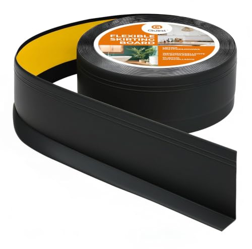 Quest sockellist mjuk PVC självhäftande 70x20 mm flexibel – svart, 5 m | Böjbar avslutningslist för kök och badrum, vattentät – tätar fogar vid vägg och golv, UV-resistent