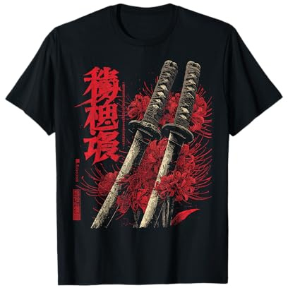 Ragno Rosso Giglio Fiore Katana Spada Anime Giapponese Otaku Maglietta
