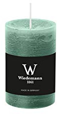 281002.118-8 Stück durchgefärbte Stumpenkerzen (H x Ø) 120 x 58 mm, Farbe Eukalyptus, mit ASF zum Abbrandschutz, Wiedemann Marble Kerzen, Advent, Adventskranz, Weihnachten, Dekoration, Event