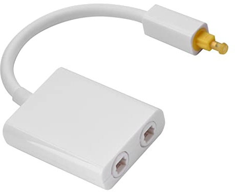 Digital Optical Optical Splitter Splitter, 1 in 2 out Fibra Ottica Audio Splitter Adattatore per Cavo Ottico in Bianco e Nero(Bianca)