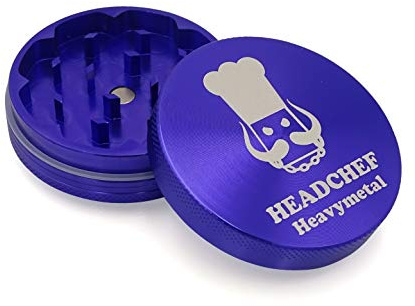 Headchef Heavymetal 55 mm, 2-teilige Mühle, Kräutermühle aus Metall mit magnetischem Deckel (Deep Purple)