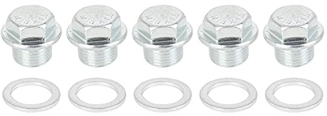 X AUTOHAUX Ölablassschraube Für Ölwechsel M18x1.5 5 Stück Metall | Farbe: Silber, Funktion: Wiederverwendbar, Schützt Motor, Einfach Zu Installieren, Inklusive Dichtring
