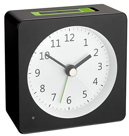 TFA Dostmann Analoger Wecker Loom, 60.1031.01, automatische Beleuchtung, mit Snooze-Funktion, schwarz-grün, (L) 81 x (B) 42 x (H) 83 mm