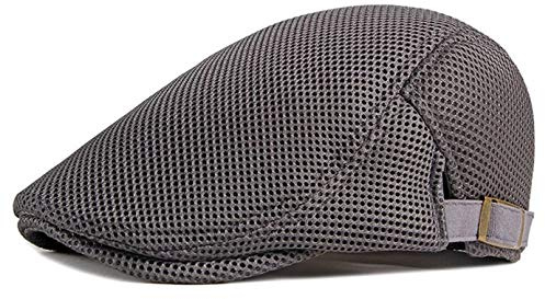 RUICHENG Schiebermütze Herren Sommer Mesh Cap Kappe Gatsby Newsboy Flat Cap Schirmmütze (Grau)