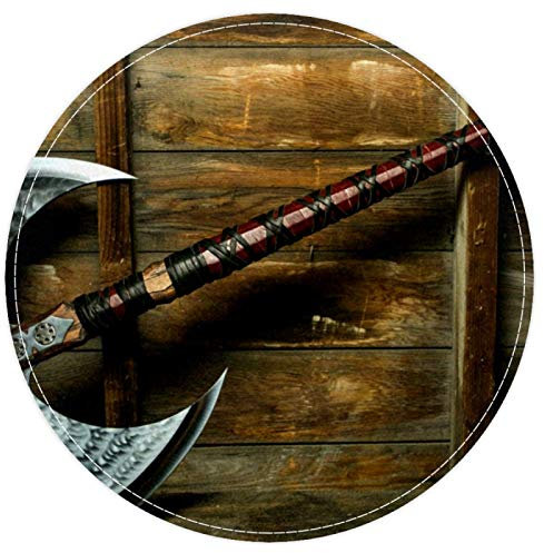 EZIOLY AXE Non Slip Washable Round Area Rug Bath Mat Floor Mat for Living Room Bedroom Kitchen Baby Playroom 40x40 cm