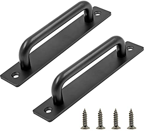 Jiozermi 2 Pack Sliding Barn Door Handle, 5.9 Inch Gate Door Handles, Aluminium Alloy Door Pull Handle for Sliding Barn Door Gate Cabinet Closet Drawer Garage Shed, Black