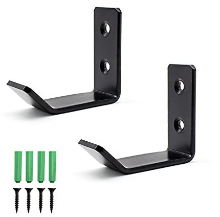 TIANLIN Juego de 2 Ganchos Pared Negros de Acero Inoxidable, Gancho Pared en Forma de L con Tornillos y Tacos, para Baño, Cocina, Llaves, Ropa y Bolsos