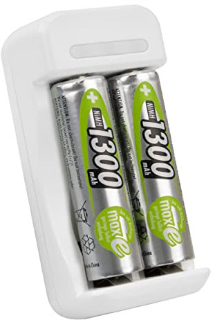 ANSMANN caricabatterie AA AAA per 1-2 batterie NiMH Basic 2 caricabatterie con batterie - caricabatterie con timer e spegnimento automatico per batterie ricaricabili incl. 2 batterie Mignon AA 1300mAh