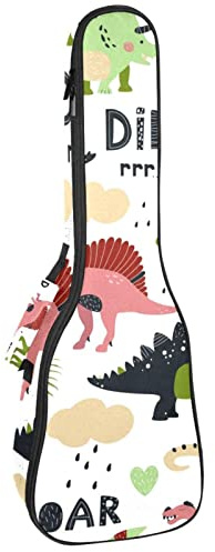 Ukulele väska dinosaurie vild vän ukulele fodral för sopran tenor konsert 23 tum 10 mm tjock mjuk vadderad justerbara remmar spelväska