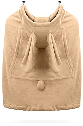 SONARIN Warmer Babytrage Bezug,Universal Winter Tragecover mit Kapuze Winddicht Tragetuchhüllen Fußsack Regenschutz Umhänge Bezug für Babytragen & Tragetücher(Braun)