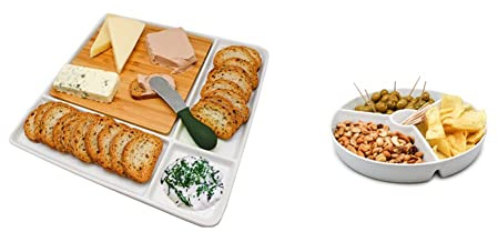 NERTHUS FIH 336 Plato de snacks de porcelana, para servir, plato de Aperetivos + FIH 333 Plato de snacks de Porcelana para servir, plato de Aperetivos