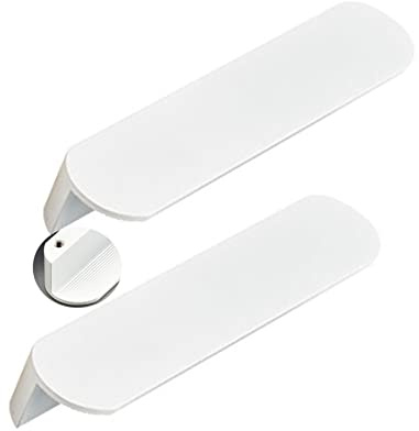 2 Stück Möbelgriff L-förmiger runder Kopf Profilgriff Aluminiumlegierung Schrankgriffe SchubladenKnöpfe Türgriff Zugknöpfe für Schlafzimmer Kleiderschrank,Weiß (Lochabstand 64mm)