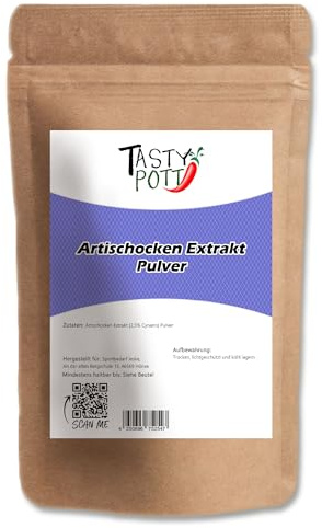 Tasty Pott Artischocken Extrakt Pulver - 2,5% Cynarin I Artischockenpulver I Tägliche Nahrungsergänzung I Gemüse gemahlen I Für Shakes & Smoothies I Im Beutel 100g