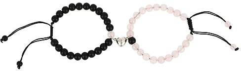 Yolev 2 Stück Magnetische Paar Armbänder Damen Herren Partnerarmbänder Ewige Beziehung Fernarmbänder Herzförmige Pärchen Armband Set mit Schnur für Freund Freundin Liebhaber Freundschaftsarmbänder