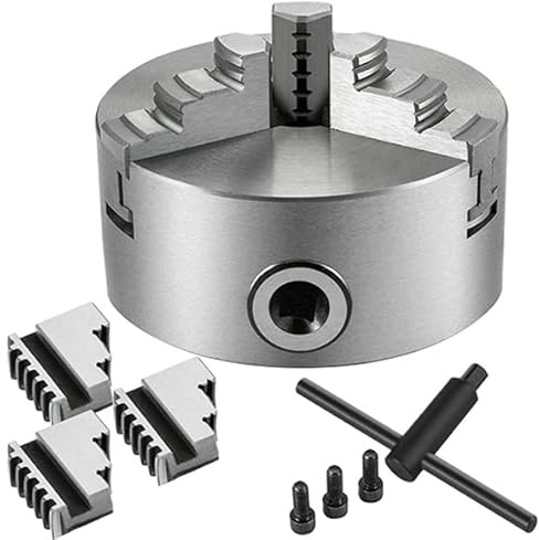125 Mandrino per tornio da 125 mm, Mandrino per tornio in metallo Autocentrante a 3 ganasce con due set di ganasce, Mandrino per tornitura in legno Mandrino a chiave per tornio Trapano Fresatrice, Ac