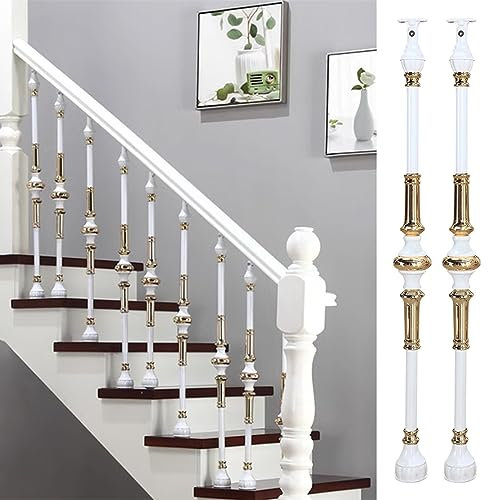 Ringhiera Per Scale Interne Esterni 85 Cm Mandrini In Alluminio Per Ringhiera Esterna, Balaustre In Metallo Piatto Con Decorazione In Ottone Per Interni Di Scale E Gradini In Legno ( Color : White , S