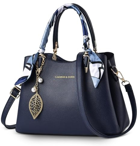 FORRICA Handtasche Damen Henkeltaschen mit Exquisiter Anhänger Elegant Umhängetasche PU Leder Schultertasche für Reisen Bankett Shopper Blau