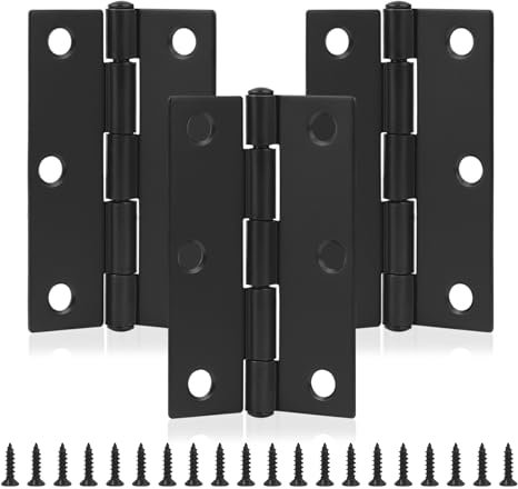MABAHON 3PCS Door Hinges，75mm (3 Inch) Black Butt Hinges with 20PCS Hinge Screws for Outdoor and Internal Doors Home Furniture Wooden Door Hinge Thickened Folding Butt Hinge