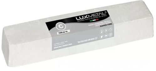 Lux Metal Polierpaste Weiß 1000 g Fein Schleifpaste für Spiegelnden Glanz auf Edelstahl Aluminium, Eisen, Messing, kunststoff Chrom, Holz, Marmor und Weitere Metall - Perfekt zum Polieren von Messern