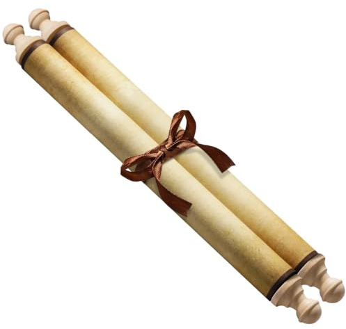 Makevivi 1 blanko Schriftrolle mit Holzstielen, 17,8 x 80 cm, gelassenes strukturiertes Finish, ideal zum Schreiben und Kalligraphie