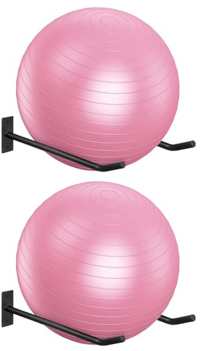 HZSSLKM Metall-Gymnastikball-Halterung (2er-Set), schwarzer Yoga-Ball-Ständer, Stabilitätsballhalter für Yoga-Bälle zu Hause, Fitnessstudio oder Studio