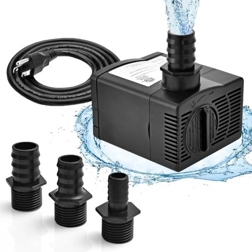 RELAX4LIFE Mini Wasserpumpe, Aquarium Pumpe mit 3 Düsen & 2,2 m hohem Hub & 1,83 m Netzkabel, Tauchpumpe für Aquarien Teich Brunnen Statuen Hydrokultur (1450L/H, 30W)