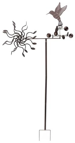 Molino de Viento de jardín de colibrí, Molino de Viento de Metal de Hierro, Escultura de Viento, Decoraciones de jardín voladoras para césped al Aire Libre, Patio, Adornos de
