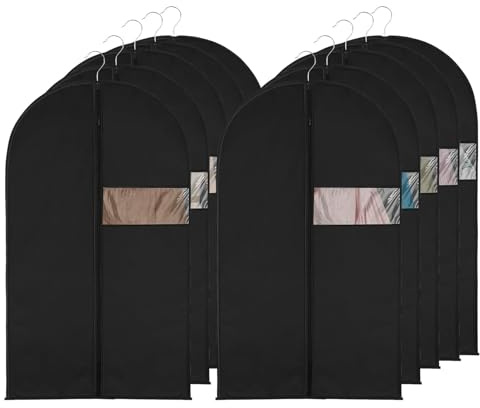 Zythrem 10 Stück Kleidersack Kurz 60x80cm Kleidersäcke Schwarz Kleiderschutzhülle Kleidersäcke Mottensicher Kleiderhüllen Anzug Schutzhülle mit Reißverschluss für Anzug Jacke Kleid Aufbewahrung