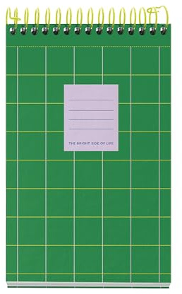 Miquelrius - Notizbuch A6 (105 x 148 mm), 120 Blatt kariert 70 g/m², fester Kartoneinband, 4 Farbbänder, Spiralbindung, ohne Bohren, kariertes Notizbuch, schönes Schreibwaren, Green Bright