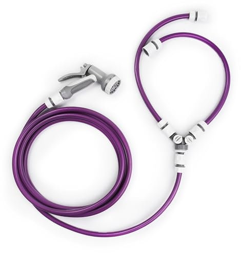 Dog Shower Mix Hot/Cold Valve Water Hose Purple Pet Grooming Bath