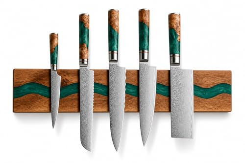 Farmhouse Magnetic Knife Holder, Wall Mounted Knife Rack of Dark Brown and Deep Green, Knife Holder for Kitchen Utensil Organizer Tool Holder, Multipurpose Magnetic Knife Rack