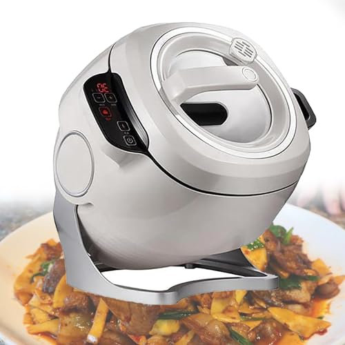 Cplsntaeam Cuiseur à sauté Automatique Portable, Machine de Cuisson Automatique de 6 L, Rotation Automatique à 360 ° et 3 Vitesses réglables, Robot cuiseur à Panneau Tactile,110V