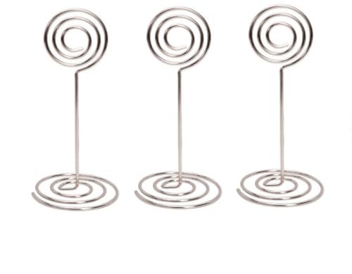 Anevous 10 Pcs Metall Fotohalter, Metalldrähte Memo Clip, Handwerk Draht Kartenhalter aus Metall, Tischnummer Clip für Hochzeiten Party Gatherings Tischdeko Dekoration,Silberner Lollypop 85 mm