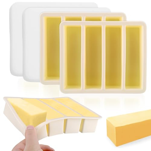 Palksky Lot de 2 moules à beurre en silicone avec couvercle, moule à beurre pour beurre fait maison, plateau à beurre antiadhésif, grande cavité, moules en silicone pour gâteau, barre énergétique