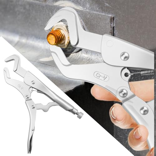 LYDODOKA Vice Grips Pliers Set, Curved Jaw Locking Pliers, Adjustable Solid Pipe Clip Repair Welding Pliers, Fast Release Needle Nose Vice Grips, C-clamp Ice Grips Pliers for Clamping Twisting