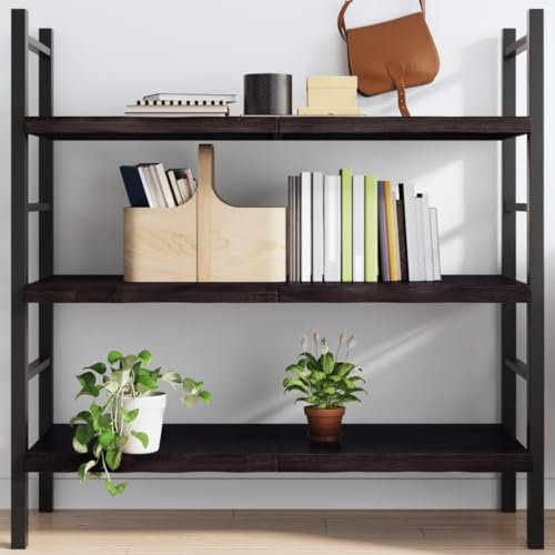 BOWEKAM Home & Garden-Wandregal Dunkelbraun 120 x 60 x (2-4) cm, behandeltes Massivholz Eiche, Möbel Wahl
