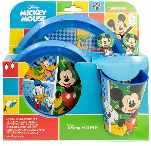 SET EASY 5 PCS (PLATO, CUENCO, VASO Y CUBIERTOS) EN CAJA MICKEY HAS FUN