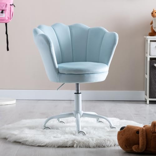Ya-Home Chaise de Bureau Jolie pour Enfants Fauteuil de Bureau Enfant Fille, Coussin Velours, Chaise Bureau Fille Confortable, Bleu