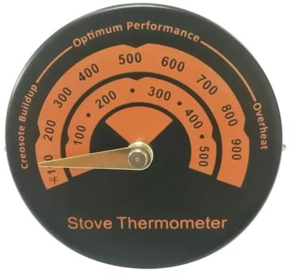 DUNSBY Ofenventilator 6-Blatt-Kamin-Wärmebetriebener Ofenventilator, Holzofenventilator, leiser, effizienter Wärmeverteiler, Heimkaminventilator(Thermometer)