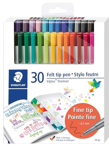STAEDTLER Fineliner triplus Writing Pens - 30 Count Fiber Tip Pens